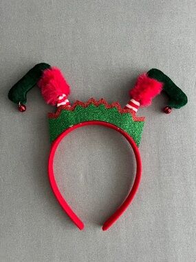 Festive Women’s Elf Headband - Red & Green Holiday Costume Accessory